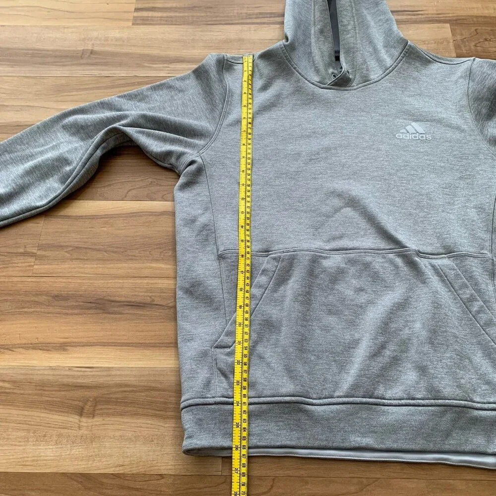 Adidas Sweatshirt Men’s Medium Gray Hoodie Pullover Climawarm Knit Fleece Logo